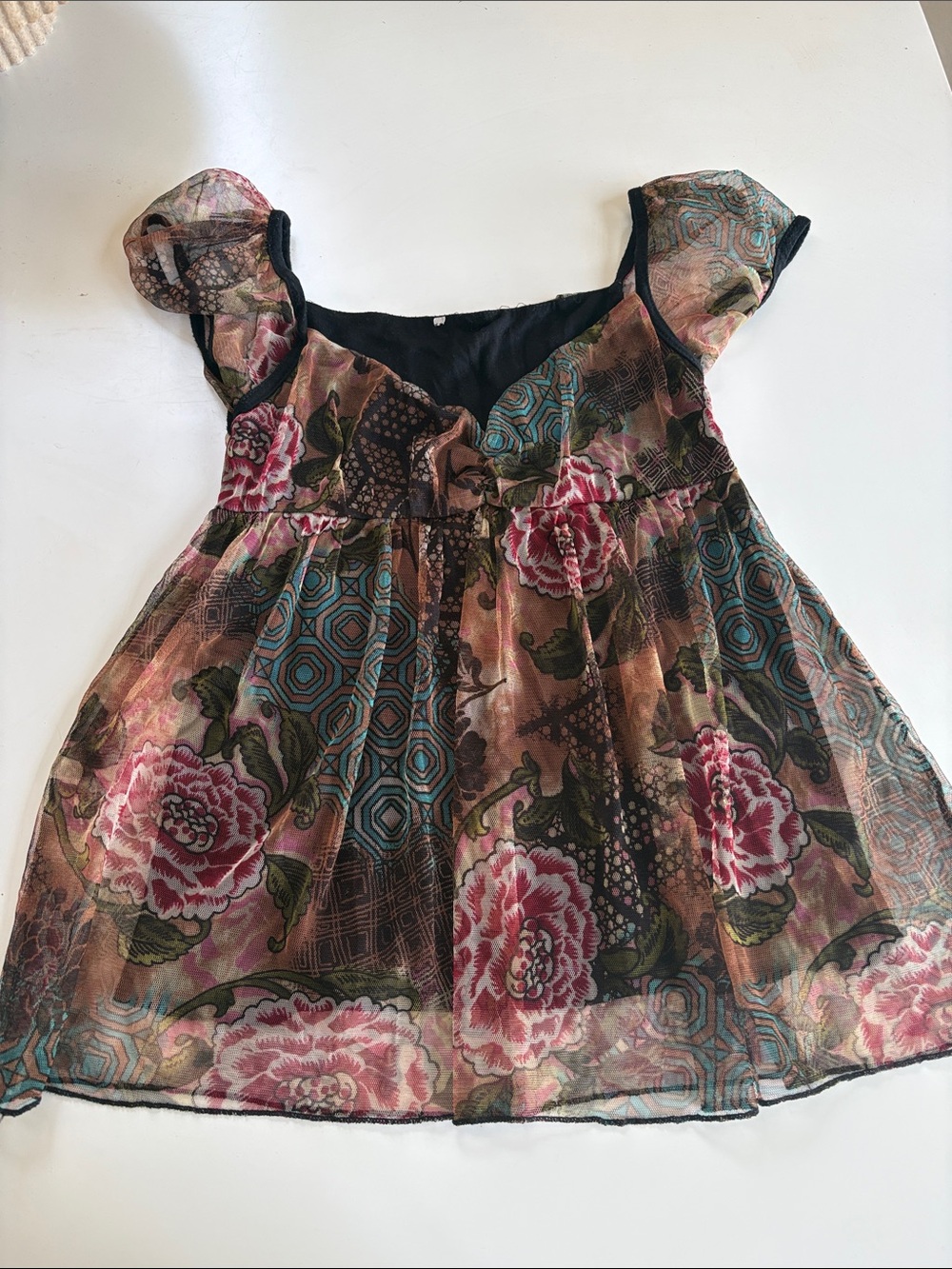 Y2K Floral Tiered Chiffon top